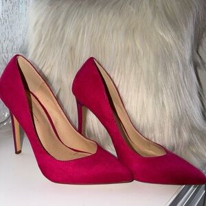Amazon Fuchsia Pointed-Toe Suede Stiletto Heels